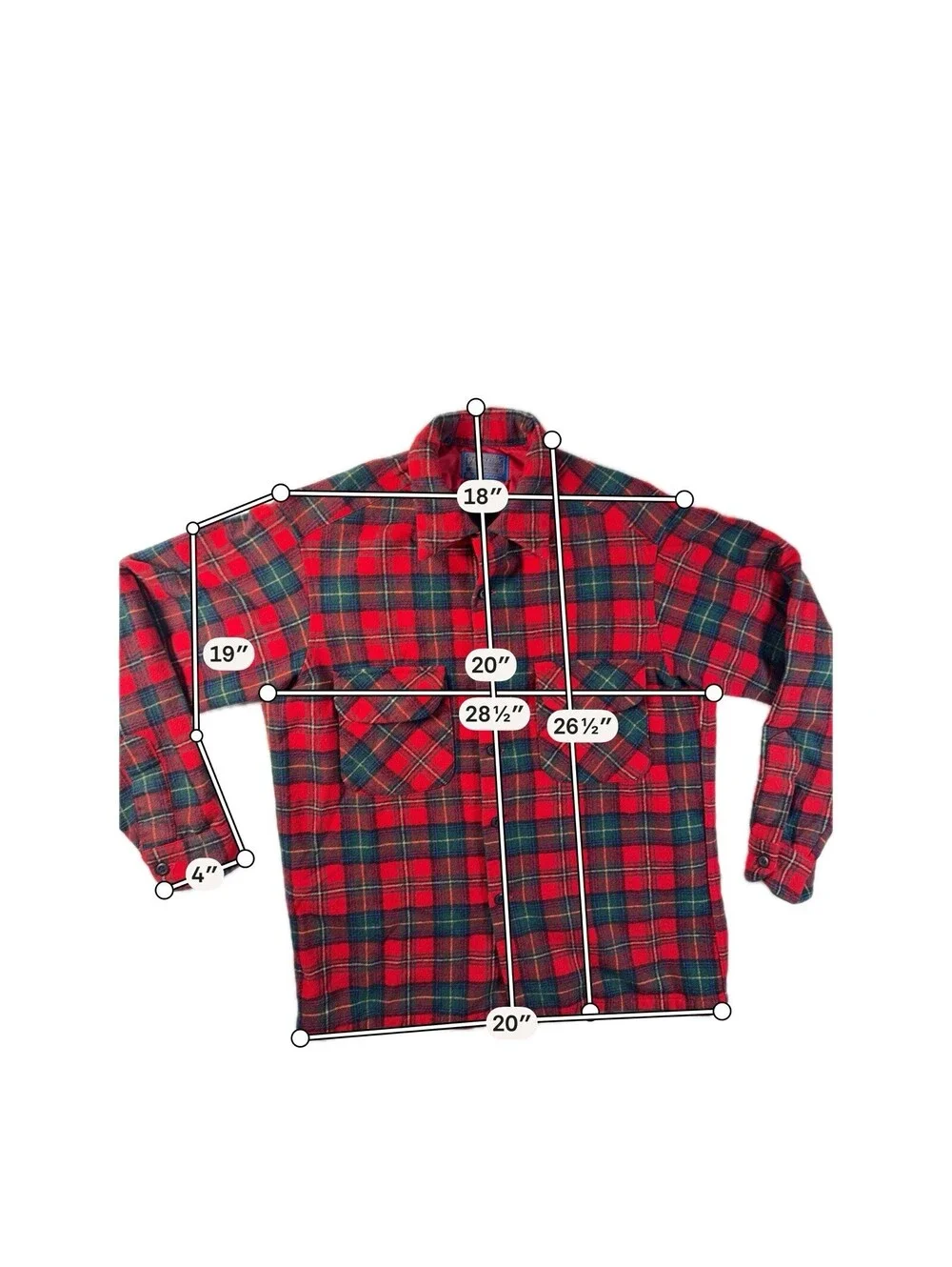 Men Pendleton 70's Check Flannel Plaid Shirt Red× Navy Wool Size M Pre Owned